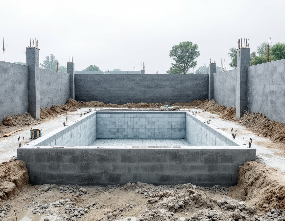 Construcción de piscina de obra